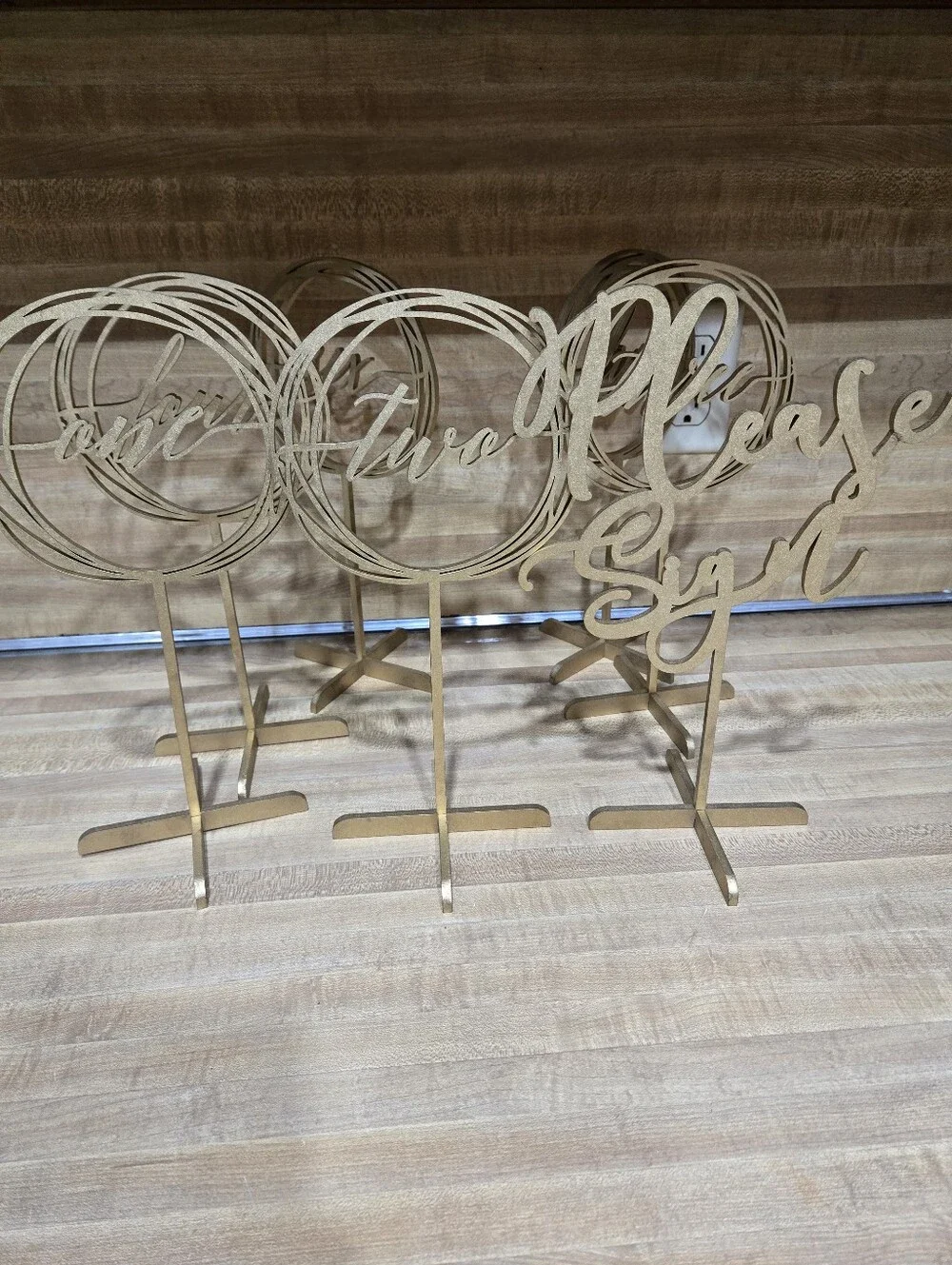 Gold Wedding Decor Bundle - Table Numbers, Sign, Banner, and Flowers candies